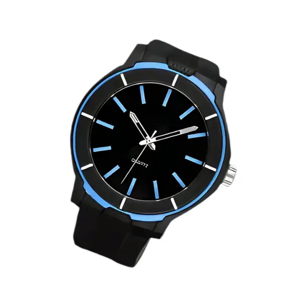 Sportska muška crna sat sa plavim detaljima na brojčaniku.