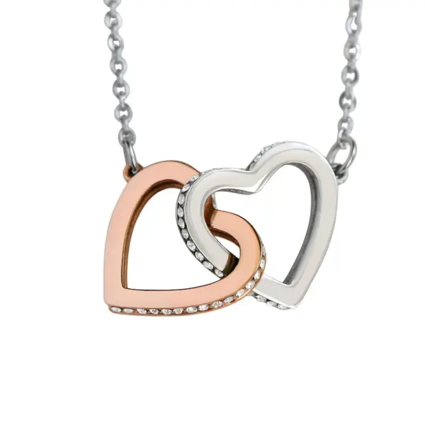Ogrlica Heartessa u roza zlatu s prepletenim srcima kao simbolom ljubavi.