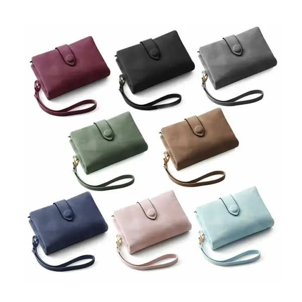 Raznobojni ženski novčanici Lunara u različitim nijansama – ljubičasta, plava, tirkizna, svijetlo siva, bež i roza.